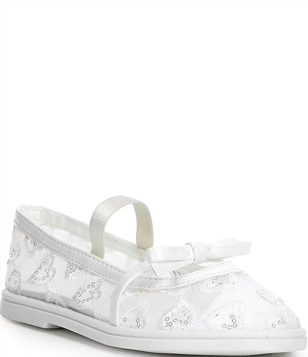 NEW STEVE MADDEN girl's burdie floral flats in white mesh